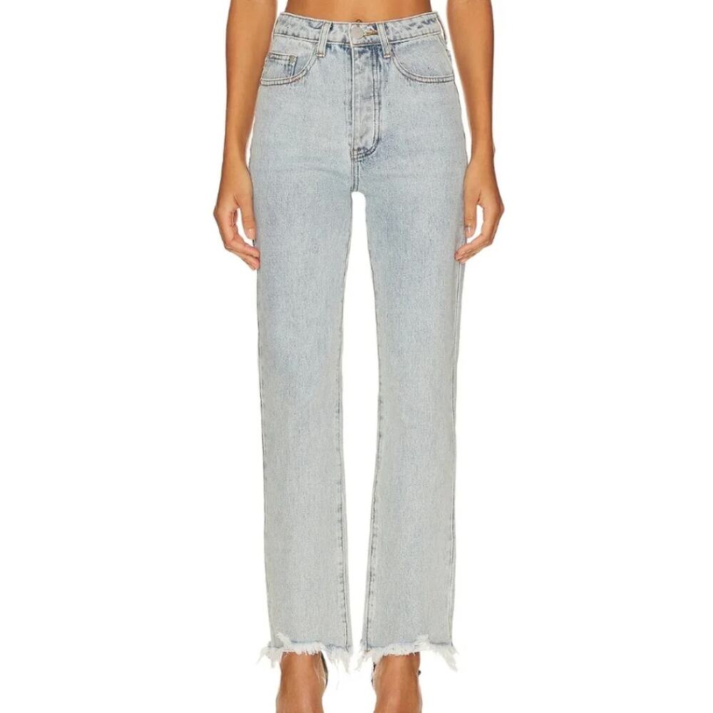 Superdown Straight Jeans SIZE 25 Rigid Denim 5 pocket Raw Hem Marilyn $78 NEW
